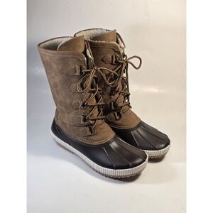 Marleylilly Women's Brown Winter Mid-Calf Fur Lining Duck Shoes Boots Size 6
